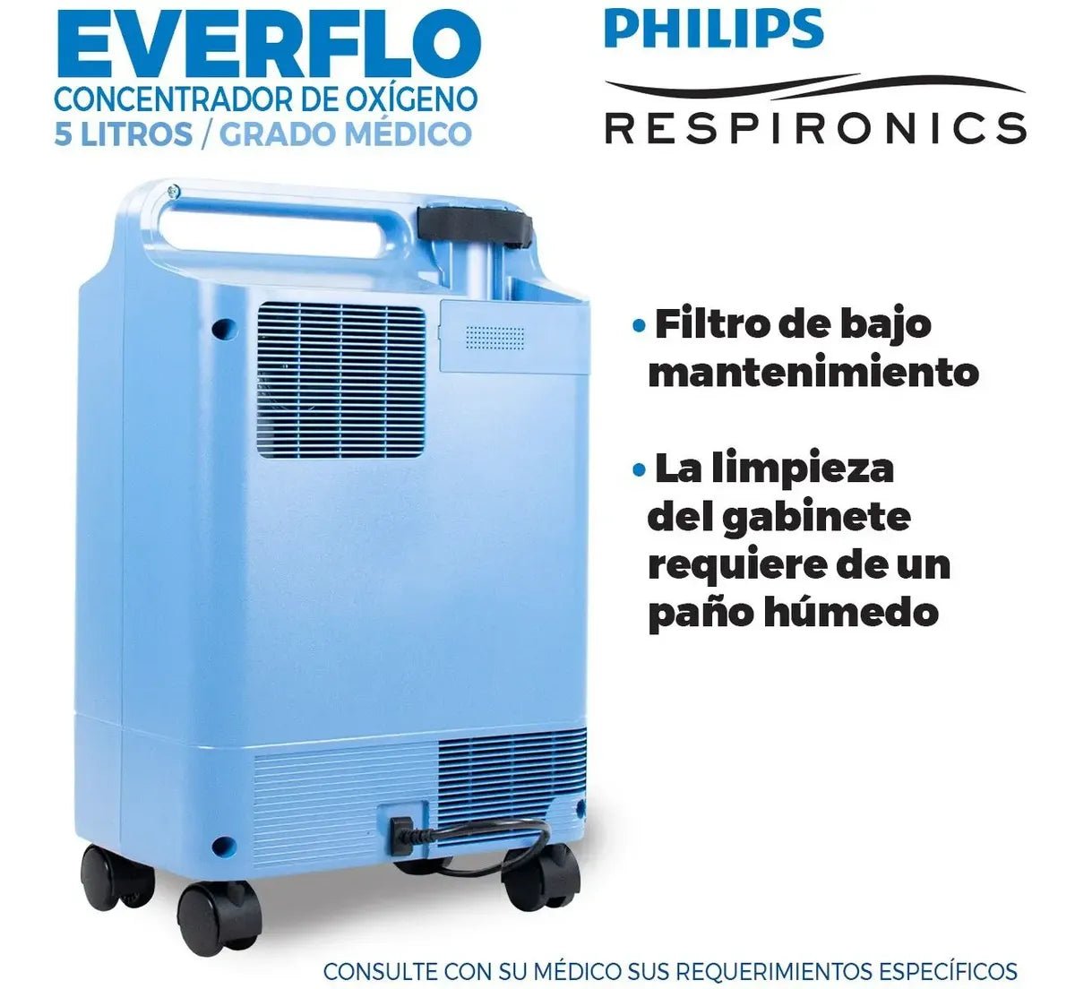 Concentrador de oxigeno Philips Respironics Everflo 5 litros - OPL Equipo y Oxigeno Medicinal