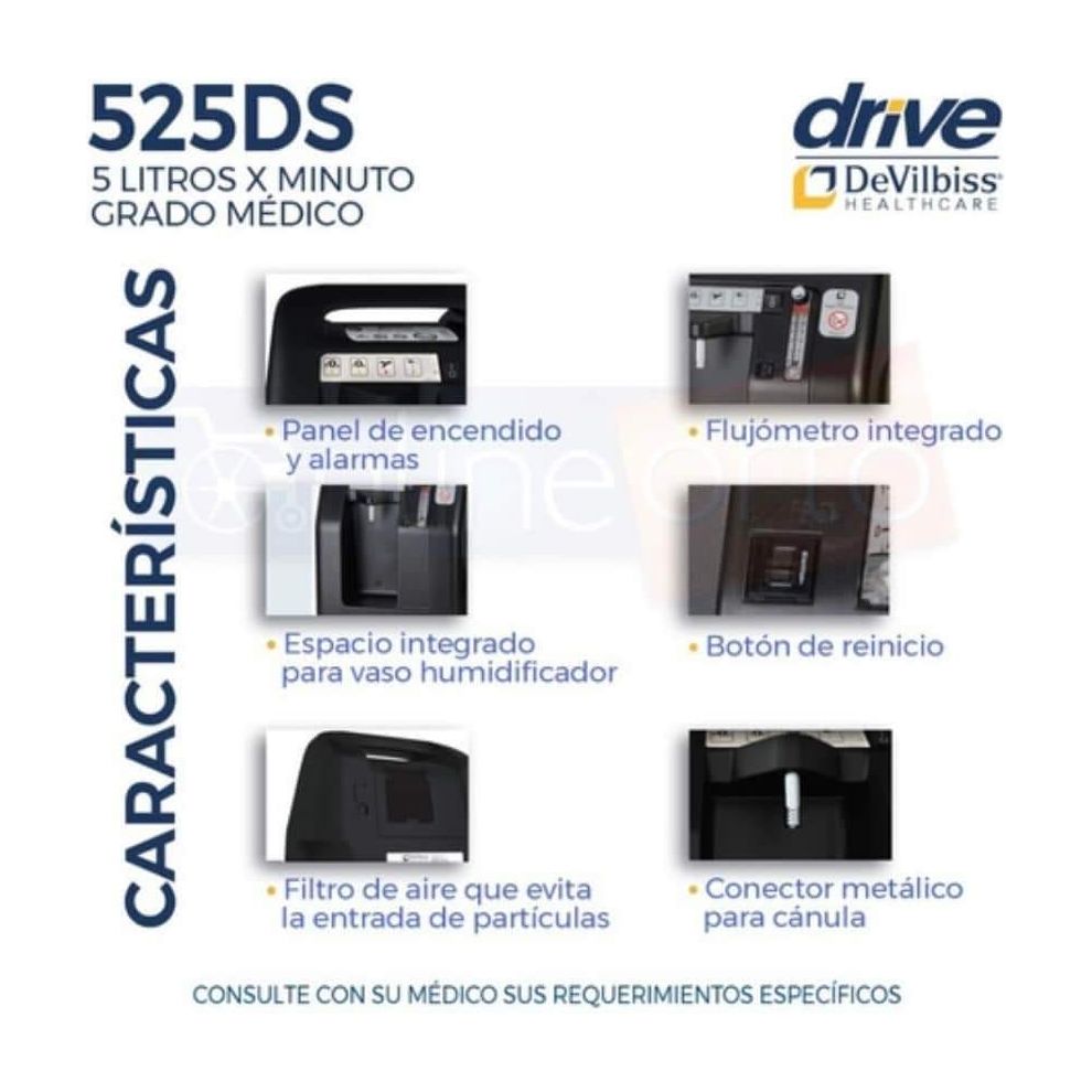 Concentrador de oxigeno Drive DeVilbiss 5 litros 525DS - OPL Equipo y Oxigeno Medicinal