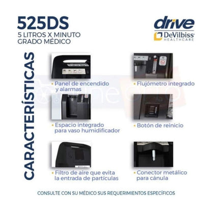 Concentrador de oxigeno Drive DeVilbiss 5 litros 525DS - OPL Equipo y Oxigeno Medicinal