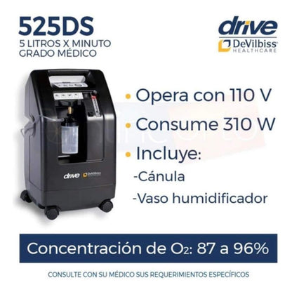 Concentrador de oxigeno Drive DeVilbiss 5 litros 525DS - OPL Equipo y Oxigeno Medicinal