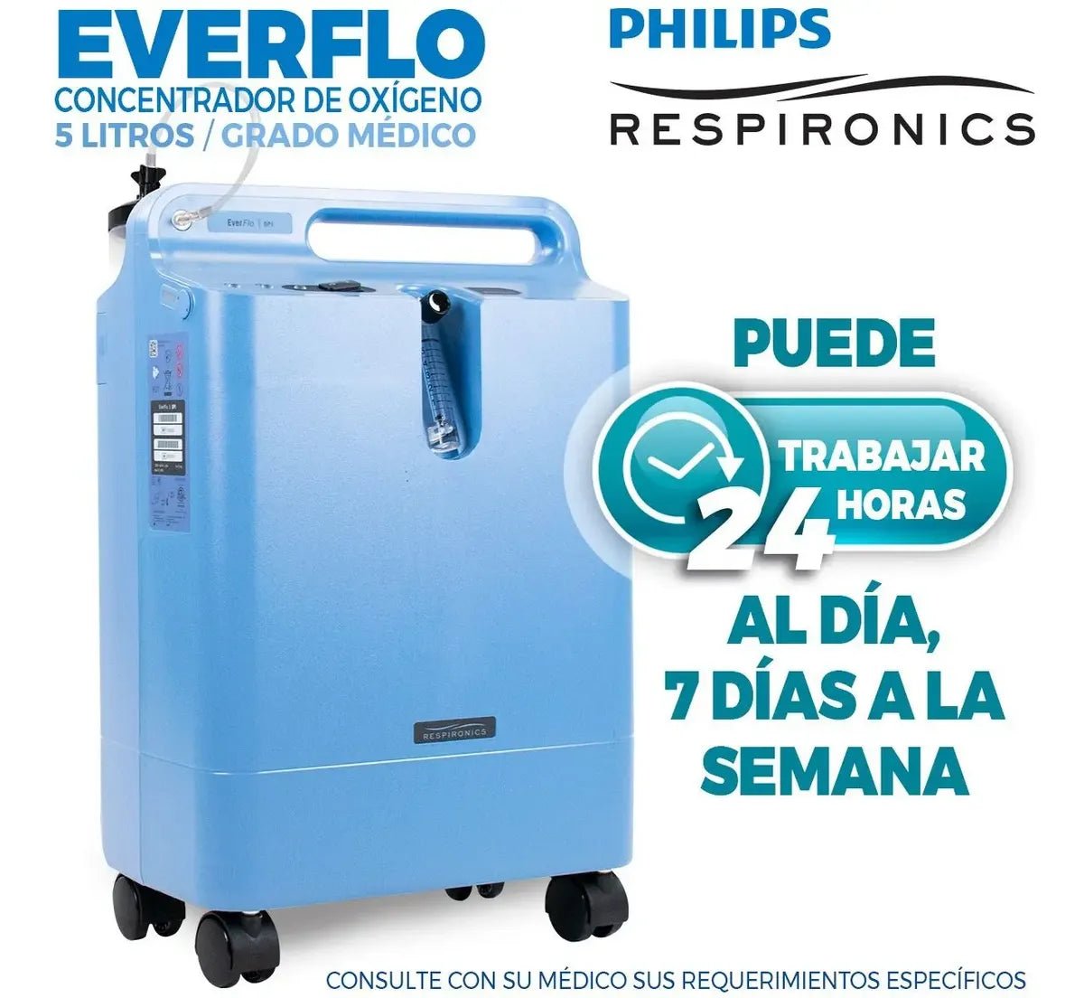 Concentrador de oxigeno Philips Respironics Everflo 5 litros - OPL Equipo y Oxigeno Medicinal