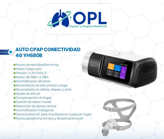 CPAP Automatico Yuwell YH680B con mascarilla Nasal gratis - OPL Equipo y Oxigeno Medicinal